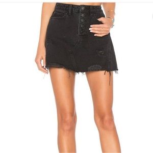 Free people Black denim A-line skirt
